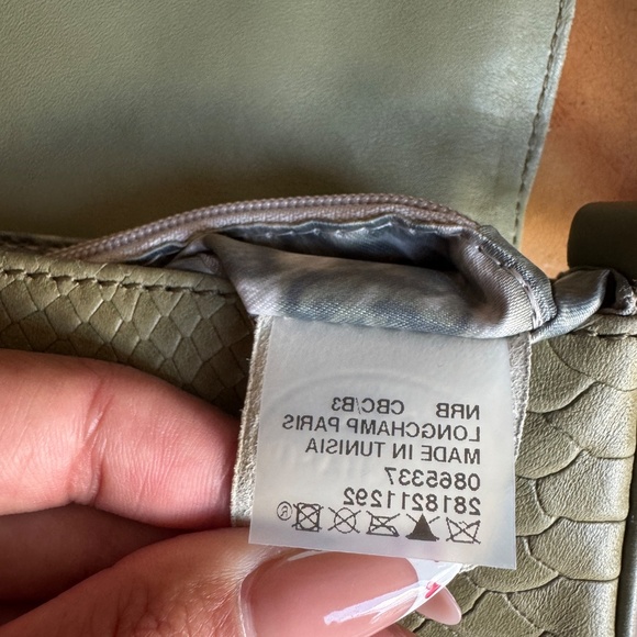 Longchamp Python Embossed Shoulder Bag | Green Leather Satchel Purse Y2k Street - Picture 10 of 16